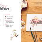 Projekt 2: Cozy Schlitten. Material: Aquarellfarben, Buntstifte, Aquarellpapier, Pinsel. Illustration: Schlitten mit Decke.