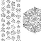 Illustration: Linker Bereich zeigt Käfer mit Mustern, rechts ein Mandala aus Früchten, z.B. Ananas, Erdbeeren.