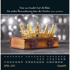 Oben steht: "Einer von Hundert liest die Bibel. Die andern neunundneunzig lesen den Christen. Dwight Lyman Moody." Darunter ein Buch mit Krone. Kalender für April 2027.