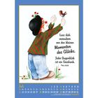 "Lass dich verzaubern von den kleinen Momenten des Glücks. Jeder Augenblick ist ein Geschenk. Petra Würth." Illustration: Ein Clown streckt einem Vogel die Hand entgegen. Darunter ein Kalender für Juli.