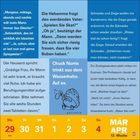 Montag bis Sonntag mit Datum. Zitate enthalten humorvolle Dialoge und Witze. Illustration von Butschkow: Schnecke trinkt Wasser.