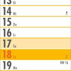 Kalender für April. Tage: 1-30, Wochentage: Mo-So. Wochen KW 14-17 hervorgehoben. Sonntag und Titel "APRIL" in orange.