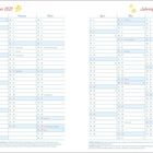Jahresplaner 2027 mit Monaten Januar bis Juni, Feiertagen und wichtigen Terminen in einer strukturierten Tabelle.