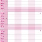 Kalender für April 2027 mit Wochentagen Do bis Fr und hervorgehobenen Tagen 14, 15, 16, 17. Rosa-weißes Design.