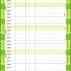 Kalender für April mit Wochentagen. Unten zwei gelbe Figuren in blauen Overalls, eine mit Apfel, die andere mit Banane.