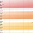 Kalender für April 2027, beginnt mit Donnerstag. Enthält verschiedene Farben für die Wochen.