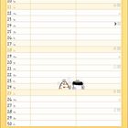 Name, Tage und Datum in Tabellenform. "Schön, jemand gefunden zu haben ... den man ein Leben lang ärgern kann." Illustration von zwei Katzen. APR.