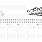 Januar, Kalender, 25-31, Montag-Sonntag. Zeichnung: Zwei Katzen, eine frisst, die andere schaut zu.