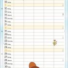 Kalender für April mit Wochentagen. Illustration: Mann mit Hut und Katze auf Fahrrad.