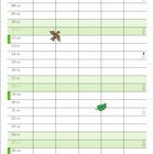 Text: „April“, Wochentage, Daten vom 1. bis 30., "Hallo kleine Maus! Komm mit in mein Nest…". Illustration: Maus und Schlange.