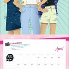 "Die drei !!! FANWISSEN: Welchen Prominenten haben die drei nicht getroffen?" Kalender für April mit Illustration dreier Mädchen.