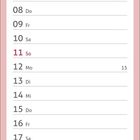 Kalenderblatt für April mit Tagen und Wochentagen. Oberhalb ein Gewächshaus und Garten mit blühenden Tulpen.