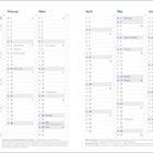 Jahresplaner 2027 von Januar bis Juni. Feiertage: Neujahr, Heilige Drei Könige, Valentinstag, Ostern, Pfingsten.