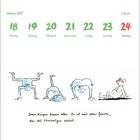 Januar 2027, Woche 3. Tage 18-24, Montag bis Sonntag. "Dein Körper kann alles. Es ist nur dein Gehirn, das du überzeugen musst." Illustration: vier Figuren, eine sitzt entspannt.