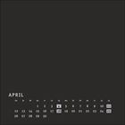 Kalender April, Wochentage oben, 4. und 18. hervorgehoben. Schlichte, dunkle Darstellung.