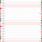 Kalenderseite April mit Datumsangaben. Florale Verzierungen am Rand. Bereich für Notizen am Ende.