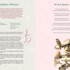 Links: "Vogelfutter-Plätzchen", Rezept für Vogelfutter. Rechts: Gedicht "Die drei Spatzen" von Christian Morgenstern.