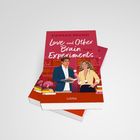 Cover von "Love and Other Brain Experiments" von Hannah Brohm. Zwei Personen sprechen in einer Bibliothek.