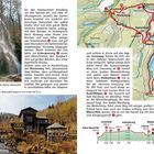 Ein Text über eine Rundwanderung, Karten und Höhenprofil. Eindrücke: Radau-Wasserfall und Gasthaus im Wald.