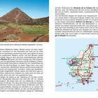 „Markenzeichen von Lobos sind die durch vulkanische Aktivität aufgehäuften ‚hornitos‘.“ Dahinter vulkanische Landschaft und Karte.