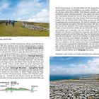 Texte: Auf dem Fernwanderweg »Burren Way«. Kalksteine in allen Formen und Größen dominieren. Beschreibung: Wanderer auf einem Pfad zwischen Steinmauern.