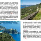 Seite beschreibt eine Wanderroute mit Wegbeschreibungen und Sehenswürdigkeiten. Enthält Fotos von Landschaften und Pfaden.