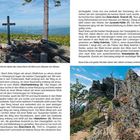 Text: "Svaroň ist der tschechische Gipfel des Zwercheck mit Blick zum Stausee von Nýrsko."  
Szenerie: Ein schwarzes Kreuz steht auf einem felsigen Berggipfel.