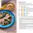 Blattspinat mit Champignons zu Reis und Fisch, leicht, 40 MINUTEN, 2 PORTIONEN. Bild: Fischfilet mit Spinat und Pilzen.
