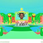 „SPECULATIVE GOVERNANCE“ und „RESIDENCIES“ am unteren Rand. Futuristische Illustration mit bunten Gebäuden und zentralem Porträt.