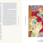 Text links beschreibt Kunstwerke. Rechts ist eine Illustration. Eine Person in Pastelltönen schaut nach oben, bunte Formen umgeben sie.