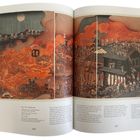 Kat. 110 Unbekannt. Das große Erdbeben zu Edo 1855. Triptychon, Holzdruck. Links Flammen, rechts Menschen. Seiten 226, 227.