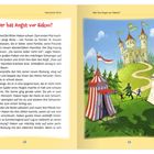 **Wer hat Angst vor Hakon?** Eine Geschichte über Ritter Hakon. Illustration: Zelte, Ritter und eine Burg auf einem Hügel.