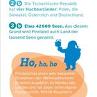 1. Indien. 2b. Die Tschechische Republik hat vier Nachbarländer. 3b. Etwa 42000 Seen. Ho, ho, ho. Text über Weihnachtsmann.