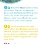 1a Das Tote Meer ist extrem salzhaltig. 2a Geschichten über Drachen im Mittelalter. 3b Pferde werden 20-30 Jahre alt.