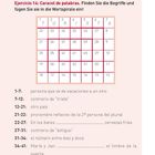 "Ejercicio 14: Caracol de palabras. Finden Sie die Begriffe und fügen Sie sie in die Wortspirale ein!" Darunter ein Rätselgitter.