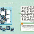 "Wie gut kennst du Frankreich? Kannst du die fehlenden Teile der Karte richtig zuordnen? Findest du den Weg zur berühmten Basilika von Fourvière?" Links ein Puzzle mit Kartenstücken, rechts ein Labyrinth und ein Foto einer Basilika. Unten Erläuterung zur Kirche Notre-Dame de Fourvière.