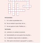 Kreuzworträtsel mit Hinweisen: Horizontal und Vertikal. Überschrift: "Ejercicio 14: Crucigrama. Lösen Sie das Kreuzworträtsel!"