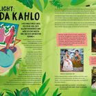 Spotlight: Frida Kahlo. Zitat über Selbstporträts. Artikel über Frida Kahlos Leben und Kunst. Illustrationen und Gemälde.