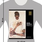 Text: "EGON SCHIELE PORTRAIT OF DR. ERWIN VON GRAFF." Illustration eines Mannes mit verschränkten Armen. Maße: 24 x 32 cm.