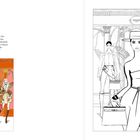 Text beschreibt Thierry Hermès' Geschichte. Illustration zeigt stilvolle Figuren mit Taschen vor dekorativem Hintergrund.