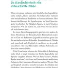 "Sprachregister - von Jugendsprache bis Standarddeutsch: eine unterschätzte Stärke" steht oben in grüner Schrift. Text darunter.