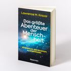 Buchtitel: "Das größte Abenteuer der Menschheit" von Lawrence M. Krauss. Cover zeigt einen leuchtenden Sternenhimmel.