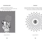 "Schwebender Ball": Schachbrett-Muster, Mann hält Ball; "Explosion": Kugel mit strahlenförmigem Muster. Seiten 142 und 143.