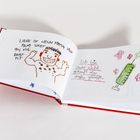 Links: "Liebe ist, wenn Mama sagt Papa sieht aus wie Brad Pit." Ein lächelnder Mann. Rechts: "Ich bin zwar nicht getauft aber dafür geimpft." Eine Spritze.