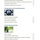 In einer Liste mit Seitenzahlen erscheinen Titel wie "Malerische Idylle am Wannsee" und "Zeit für Körper und Geist". Zwei Bilder zeigen Personen in entspannter Pose.