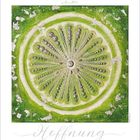 Text oben: "Die Hoffnung ist der Pfad der Welt. Ao Tsuke". Unten: "Hoffnung". Eine grüne, mandalaartige Illustration.