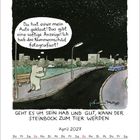 Ein Tier sagt: „Da hat einer mein Auto geklaut!“ Ein Comic mit einem Steinbock auf einer nächtlichen Straße.