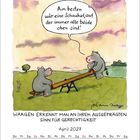 Illustration: Zwei Nilpferde auf einer Wippe; eines sagt: „Am besten wär eine Schaukel, auf der immer alle beide oben sind!“