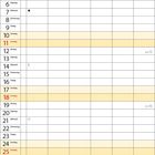 Kalender für April 2027. Wochenenden in Gelb, Sonntage rot markiert. Monate und Tage in Deutsch.