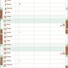 Kalender für April 2027, Wochentage und Daten, Platz für Notizen unten. Bunte geometrische Muster als Hintergrund.